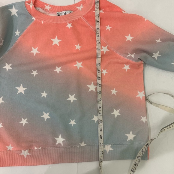 Wildfox Sweater Blue Pink Ombre Star Print Long Sleeve Cotton Sweatshirt M - Picture 6 of 7